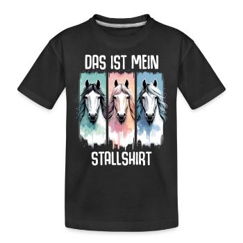 Pferde Stall Geschenk Gbeurtstag Reiten - Kinder Premium Bio T-Shirt - Schwarz - Vorne
