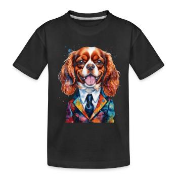 Cavalier King Charles Spaniel Costume Imprimé Chien - T-shirt bio Premium Enfant - noir - Devant