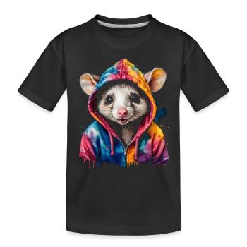 Opossum Hoodie Bunt Tier Design Print - Kinder Premium Bio T-Shirt - Schwarz - Vorne
