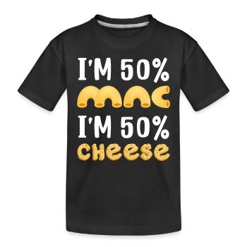 Ich bin 50% Mac und 50% Cheese - Kinder Premium Bio T-Shirt - Schwarz - Vorne