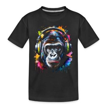 Casque Gorille Singe Coloré Animal Design Imprimer - T-shirt bio Premium Enfant - noir - Devant