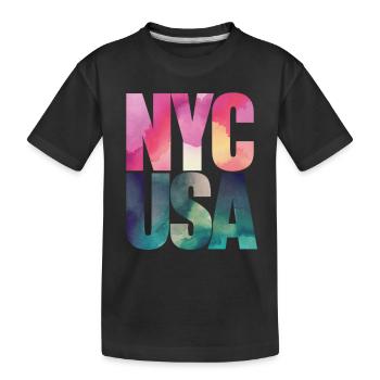 NYC USA Souvenir – Erinnerung an New York - Kinder Premium Bio T-Shirt - Schwarz - Vorne