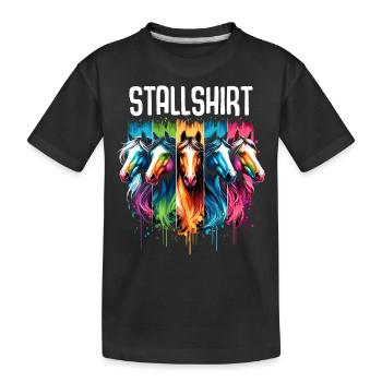 Pferde Stall Geschenk Gbeurtstag Reiten - Kinder Premium Bio T-Shirt - Schwarz - Vorne