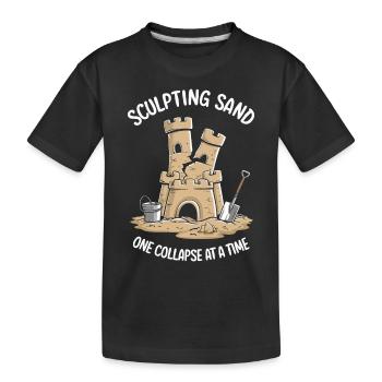 Kreative Sandburgen Kunst am Strand | Skulpturen - Kinder Premium Bio T-Shirt - Schwarz - Vorne
