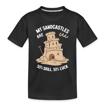 Kreative Sandburgen Kunst am Strand | Skulpturen - Kinder Premium Bio T-Shirt - Schwarz - Vorne