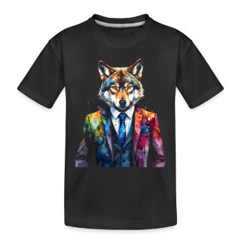Costume de loup Imprimé coloré de conception d’animaux - T-shirt bio Premium Enfant - noir - Devant