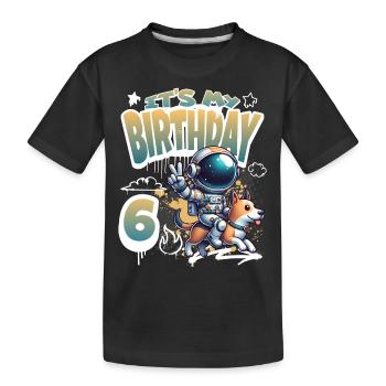 Astronaute 6e anniversaire Chien de l'espace drôle - T-shirt bio Premium Enfant - noir - Devant