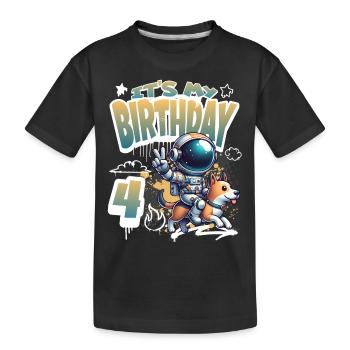 Astronaute 4e anniversaire Chien de l'espace drôle - T-shirt bio Premium Enfant - noir - Devant
