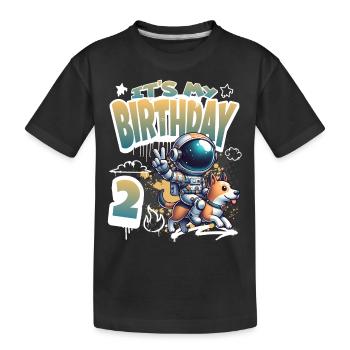 Astronaute 2e anniversaire Chien de l'espace drôle - T-shirt bio Premium Enfant - noir - Devant