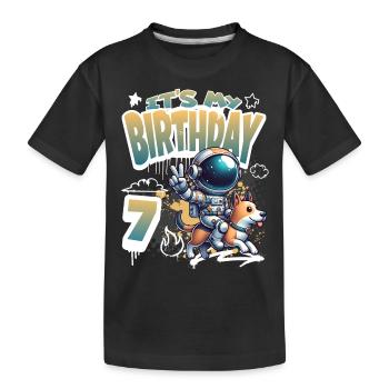 Astronaute 7e anniversaire Chien de l'espace drôle - T-shirt bio Premium Enfant - noir - Devant