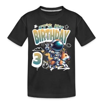 Astronaute 3e anniversaire Chien de l'espace drôle - T-shirt bio Premium Enfant - noir - Devant