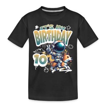 Astronaute 10e anniversaire Chien de l'espace drôle - T-shirt bio Premium Enfant - noir - Devant