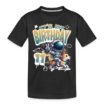 Astronaute 11e anniversaire Chien de l'espace drôle - T-shirt bio Premium Enfant - noir - Devant