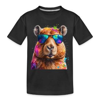 Capybara Sunglasses Capy Colorful Animal Design Print - Kids' Premium Organic T-Shirt - black - Front