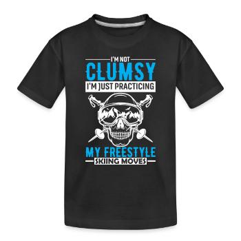 Ich bin nicht tollpatschig, ich übe nur meine Kür - Kinder Premium Bio T-Shirt - Schwarz - Vorne