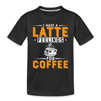 J’ai des sensations de café au lait pour le café. - T-shirt bio Premium Enfant - noir - Devant