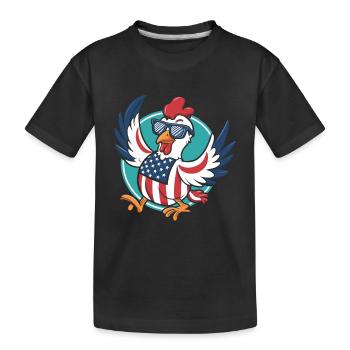 Patriotisches USA Huhn - Kinder Premium Bio T-Shirt - Schwarz - Vorne
