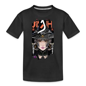 Halloween Frau Geometrischer Effekt Orange Hexe - Kinder Premium Bio T-Shirt - Schwarz - Vorne