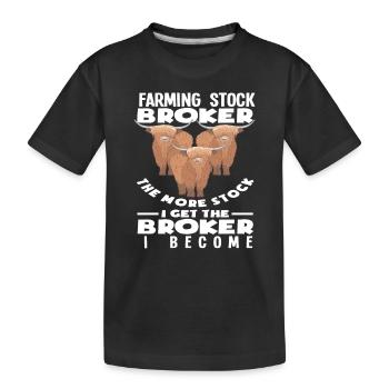Highland Kuh Farming Stock Broker - Kinder Premium Bio T-Shirt - Schwarz - Vorne