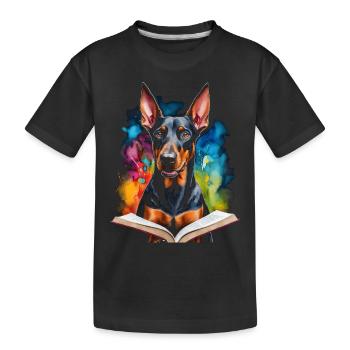 Doberman livre de lecture chien drôle Animal Design impression - T-shirt bio Premium Enfant - noir - Devant
