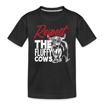 Respektiere Die Flauschigen Kühe Highland Cow - Kinder Premium Bio T-Shirt - Schwarz - Vorne