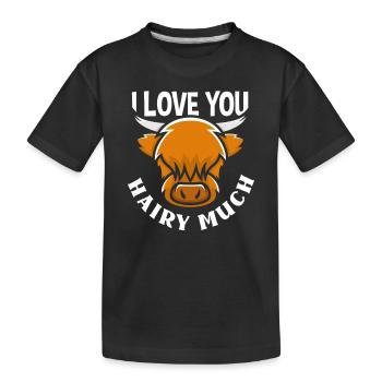 Ich Liebe Dich Haarig Viel Highland Cow - Kinder Premium Bio T-Shirt - Schwarz - Vorne