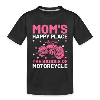 Mom's Happy Place The Saddle Of Motorcycle Motorcy - Kids' Premium Organic T-Shirt - black - Front