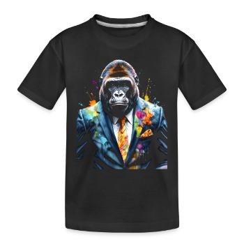 Gorilla Anzug Affe Bunt Tier Design Print - Kinder Premium Bio T-Shirt - Schwarz - Vorne
