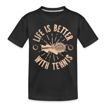 Drôle de joueur de tennis raquette la vie est - T-shirt bio Premium Enfant - noir - Devant