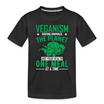 Véganisme : sauver les animaux, la planète et votre santé - T-shirt bio Premium Enfant - noir - Devant
