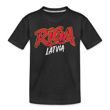 Riga Latvia Souvenir - Kinder Premium Bio T-Shirt - Schwarz - Vorne