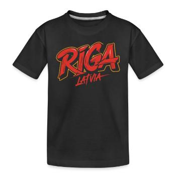 Riga Lettland Souvenir Design - Kinder Premium Bio T-Shirt - Schwarz - Vorne