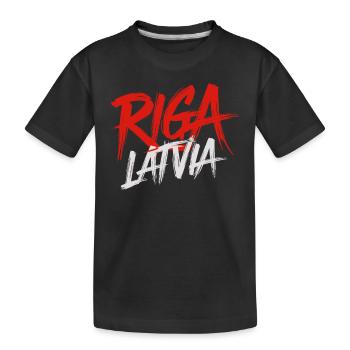 Riga Lettland Souvenir - Kinder Premium Bio T-Shirt - Schwarz - Vorne