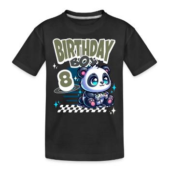 8. Geburtstag Kindergeburtstag Gaming Panda - Kinder Premium Bio T-Shirt - Schwarz - Vorne