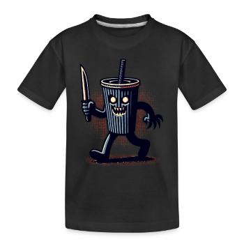 Unheimlicher Psycho Trinkbecher Getränke - Kinder Premium Bio T-Shirt - Schwarz - Vorne
