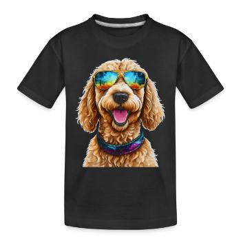 Goldendoodle Sunglasses Dog Animal Design Print - Kids' Premium Organic T-Shirt - black - Front