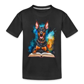 Doberman livre de lecture chien drôle Animal Design impression - T-shirt bio Premium Enfant - noir - Devant