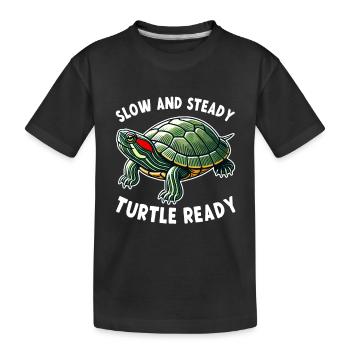Tortue Tortue à oreilles rouges - T-shirt bio Premium Enfant - noir - Devant