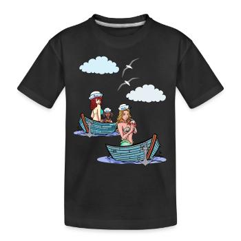 Seefahrt Boot Boote maritim Seemann Matrosen - Kinder Premium Bio T-Shirt - Schwarz - Vorne