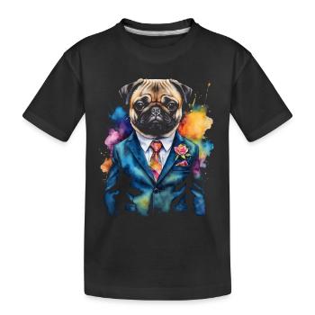 Carlin Costume Chien Coloré Drôle Animal Design Imprimer - T-shirt bio Premium Enfant - noir - Devant