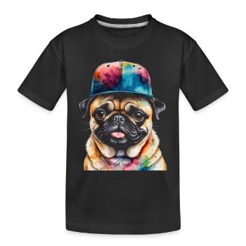 Carlin Snapback Cap Chien Coloré Conception Drôle Imprimer - T-shirt bio Premium Enfant - noir - Devant