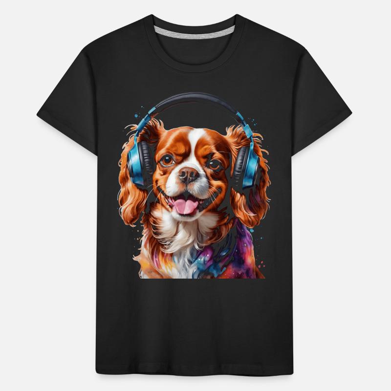 Cavalier King Charles Spaniel Casque Chien Impression T-shirt bio Premium Enfant