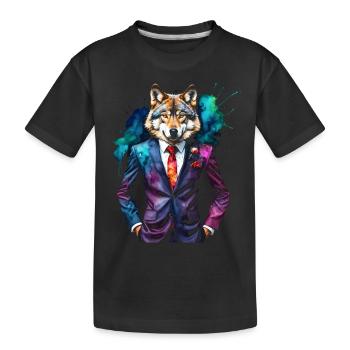 Costume de loup imprimé de conception animale colorée - T-shirt bio Premium Enfant - noir - Devant