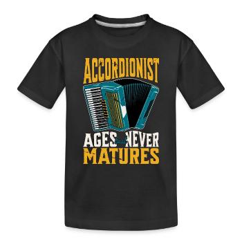 L’accordéoniste vieillit mais ne mûrit jamais la musique folklorique - T-shirt bio Premium Enfant - noir - Devant