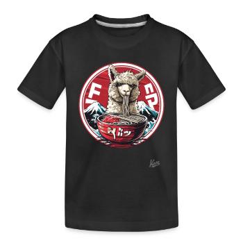 Drame du lama de l’Himalaya en mangeant des ramen - T-shirt bio Premium Enfant - noir - Devant