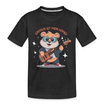 Bär mit Bass Gitarre - Groove ist mein Honig - Kinder Premium Bio T-Shirt - Schwarz - Vorne