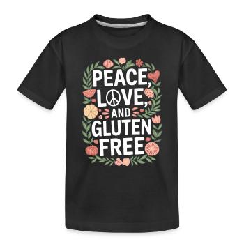 Peace, Love, And Gluten Free - Kids' Premium Organic T-Shirt - black - Front