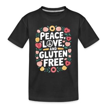Paix, amour et sans gluten - T-shirt bio Premium Enfant - noir - Devant