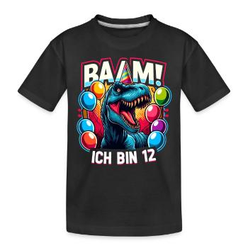 12 Jahre Geschenk Geburtstag Junge Mädchen - Kinder Premium Bio T-Shirt - Schwarz - Vorne