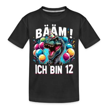 12 Jahre Geschenk Geburtstag Junge Mädchen - Kinder Premium Bio T-Shirt - Schwarz - Vorne